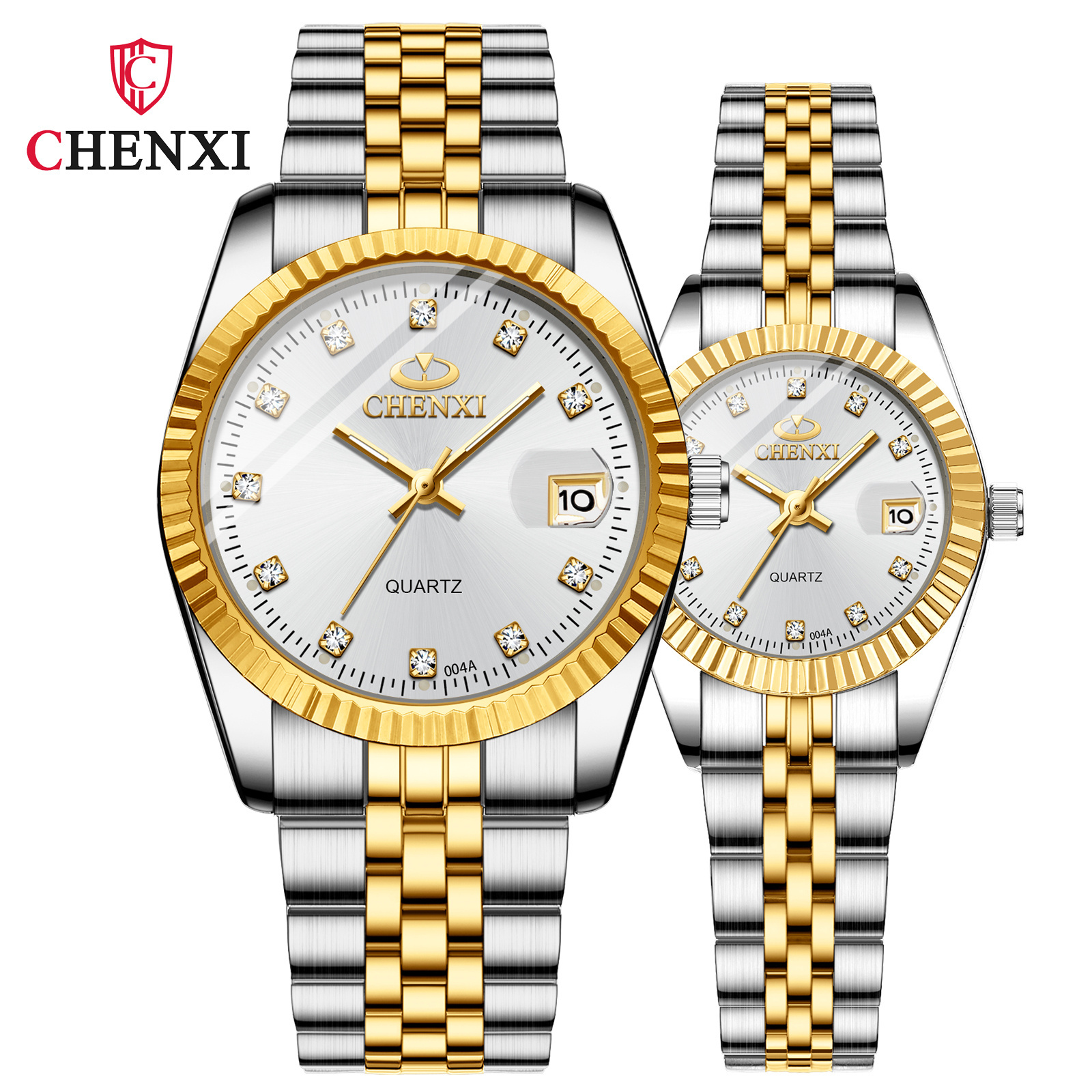 CHENXI 004 Luxury Couple Watch Simple Waterproof Quartz Watch Fashion Stainless Steel Valentine Gift Clock Ladies Men Watches