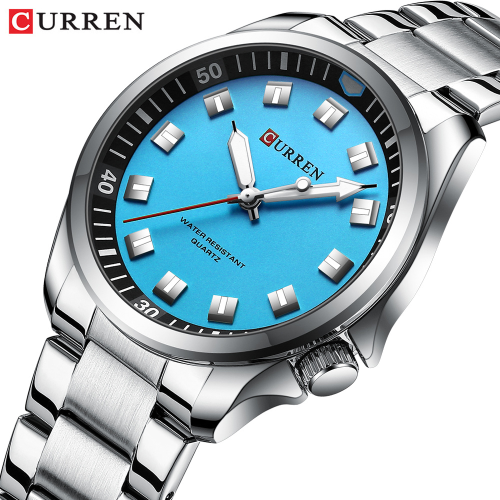 CURREN New 8451 Men Sport Dial Men's Watches with Stainless Steel Strip Trendy Business Quartz Waterproof Wristwatch Clock