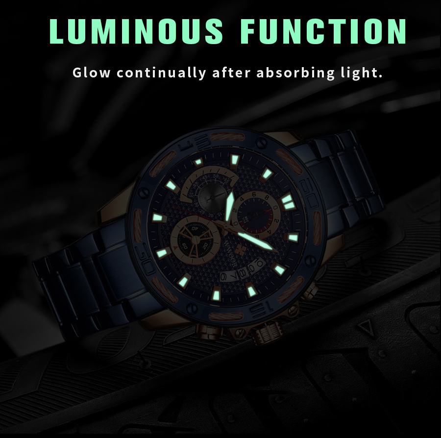 WWOOR 8879 Watch For Men Luxury Gold Stainless Steel Quartz Wrist watch Mens Waterproof Chronograph Man Watches relojes hombre