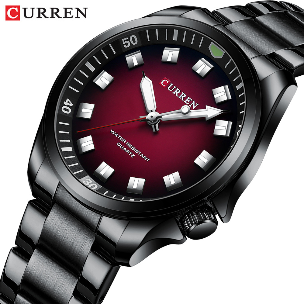 CURREN New 8451 Men Sport Dial Men's Watches with Stainless Steel Strip Trendy Business Quartz Waterproof Wristwatch Clock