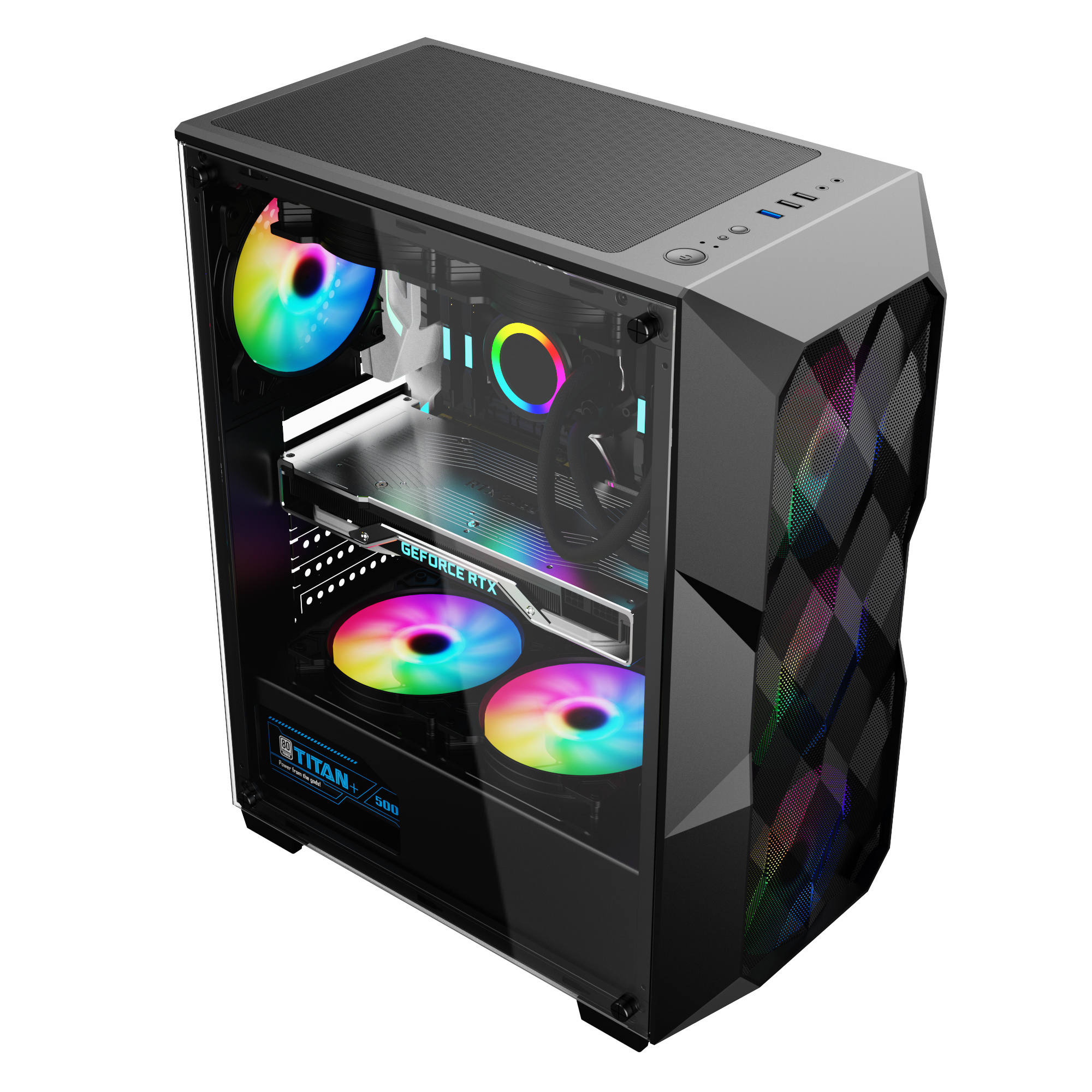 Mesh Front Panel Computer Gaming Case CPU Cabinets Gamer Computer Cases & Towers with RGB fans