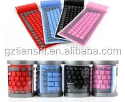 84/85 key Wired Colorful Silicone foldable waterproof flexible Keyboard,Silent Flexible Keyboard USB,Colorful Silicone Keyboard