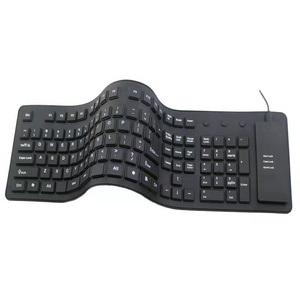 USB wired waterproof silicone keyboard 109 keys soft flexible membrane keyboard foldable standard keyboard