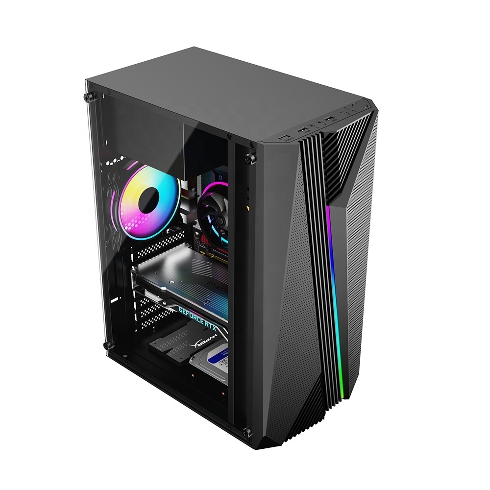 Acrylic Side Panel ATX Gaming PC Computer Cases Tempered glass cpu cabinet with RGB strip light dustproof gamer computer