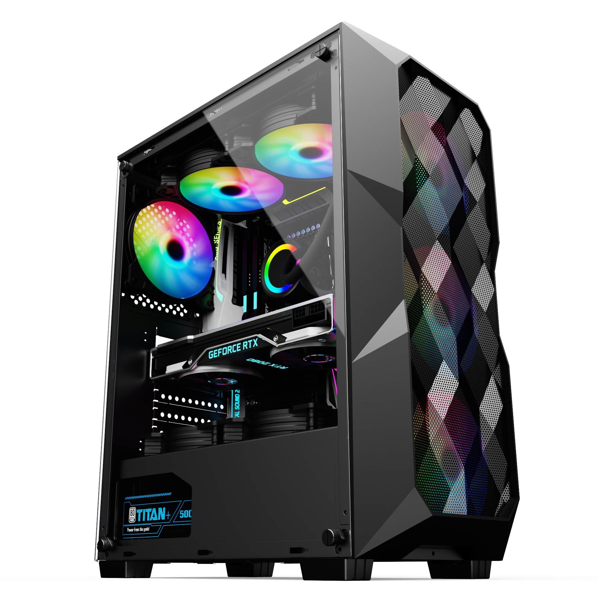 Mesh Front Panel Computer Gaming Case CPU Cabinets Gamer Computer Cases & Towers with RGB fans