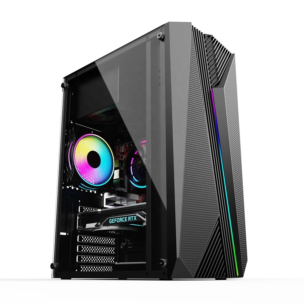 Acrylic Side Panel ATX Gaming PC Computer Cases Tempered glass cpu cabinet with RGB strip light dustproof gamer computer