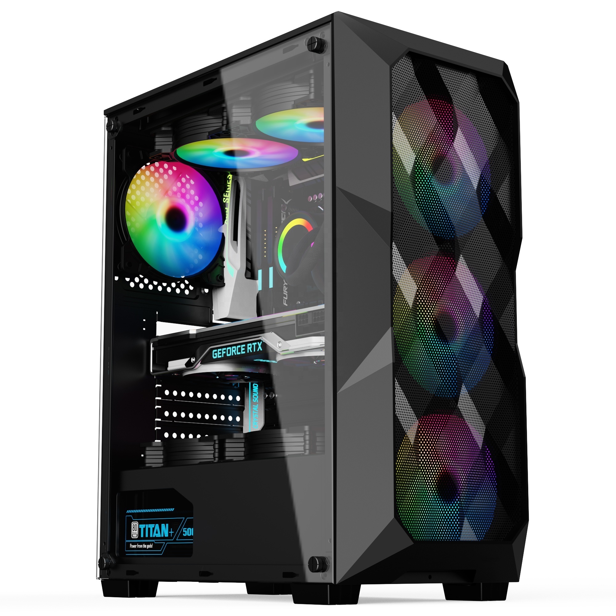 Mesh Front Panel Computer Gaming Case CPU Cabinets Gamer Computer Cases & Towers with RGB fans