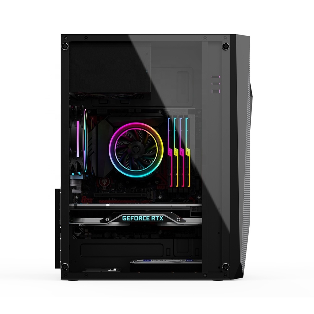 Acrylic Side Panel ATX Gaming PC Computer Cases Tempered glass cpu cabinet with RGB strip light dustproof gamer computer