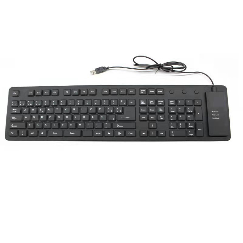 USB wired waterproof silicone keyboard 109 keys soft flexible membrane keyboard foldable standard keyboard