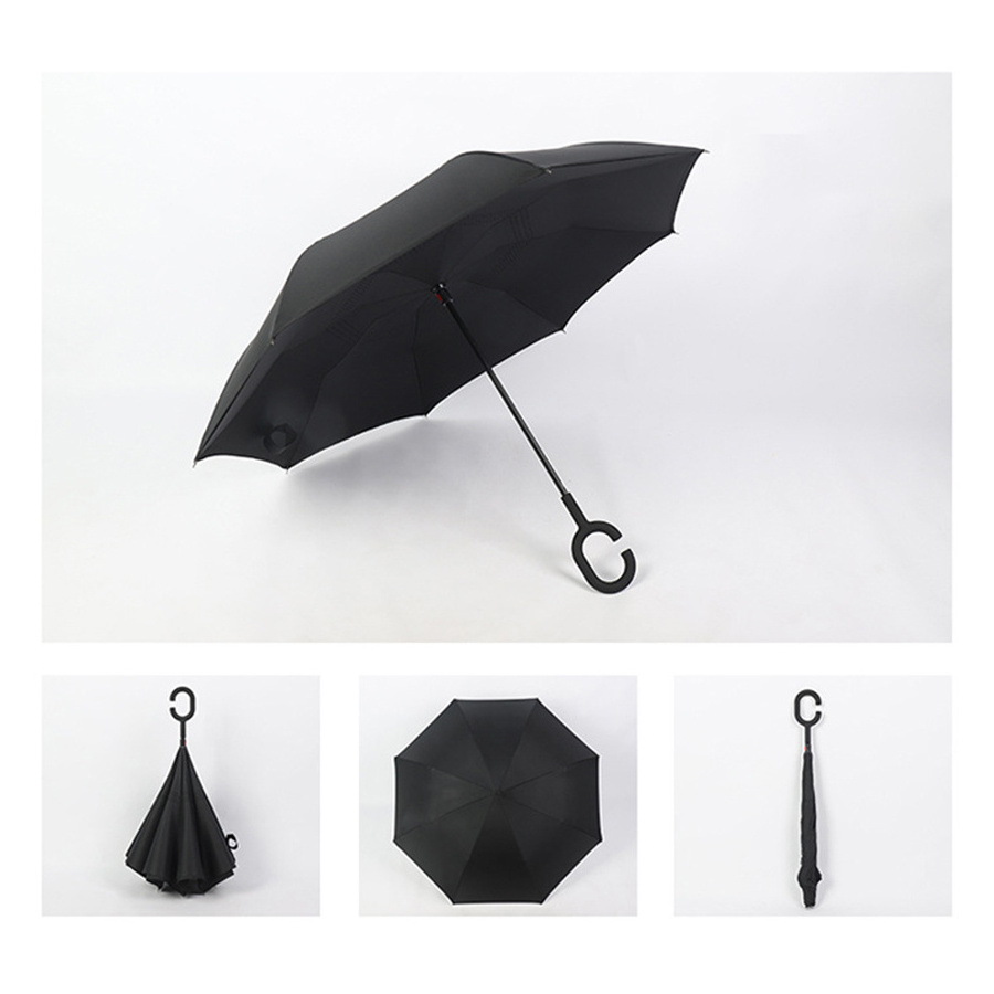 Customized Reverse Umbrella Double-Layer C-Type Handle Sunny Umbrella Advertising Logo Umbrella