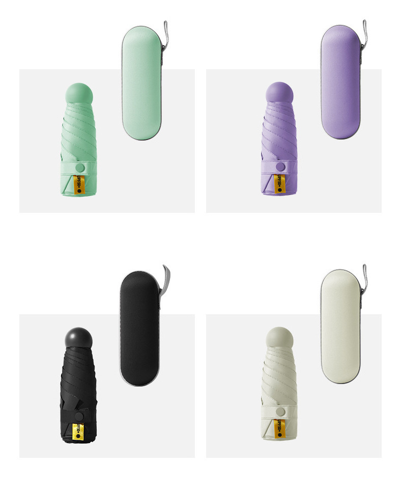 OEM New Design Pocket Promotional Capsule Parasol Portable UV Small Foldable Mini 5 Folding Custom Logo Umbrella