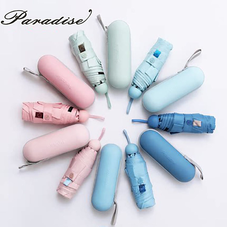 OEM New Design Pocket Promotional Capsule Parasol Portable UV Small Foldable Mini 5 Folding Custom Logo Umbrella