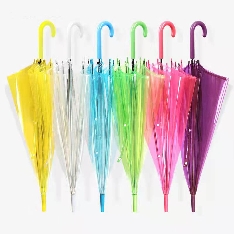 Colorful 90CM Adult PVC POE Clear Cheap Umbrella Promotional Print Transparent Umbrella