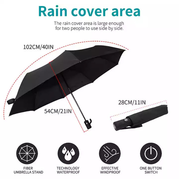 Hot Sale OEM Automatic Folding Umbrella for Rain Business Sun And Wind Protection UV Umbrella