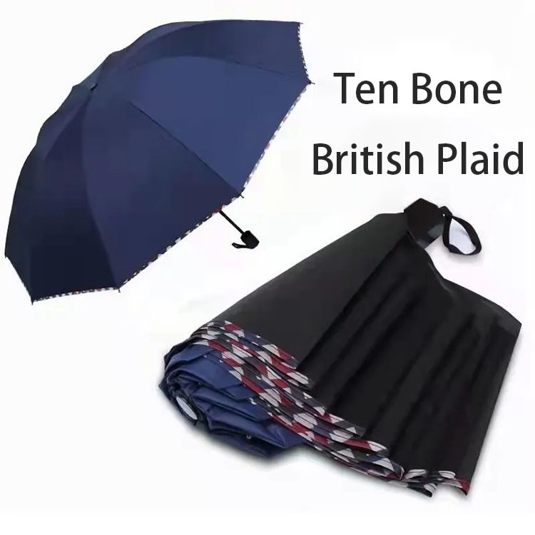 Wholesale Business Umbrella Fabric Three Folding Plaid Umbrella With Customized