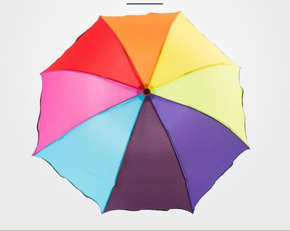 Low Price Flourish Edge Flower Shape Folding Umbrella in Rainbow Colors