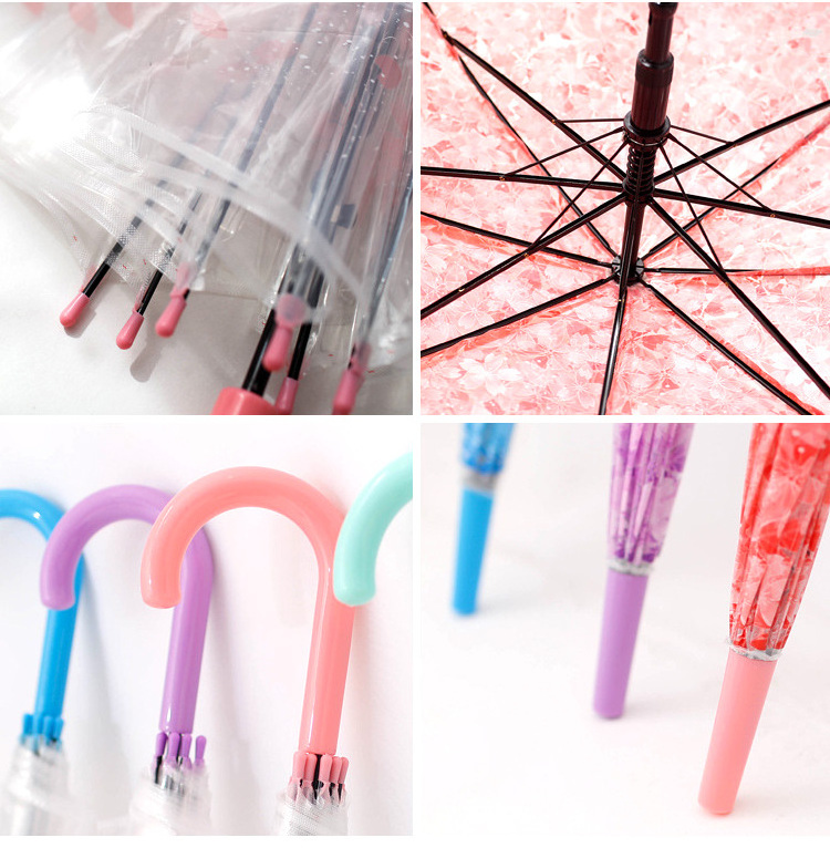 Clear Umbrella Dome Transparent Wholesale Princess Umbrella Parasol Flower Japanese Sakura Kid's Umbrella for the Rain