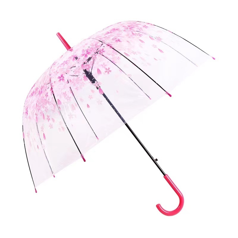 Clear Umbrella Dome Transparent Wholesale Princess Umbrella Parasol Flower Japanese Sakura Kid's Umbrella for the Rain