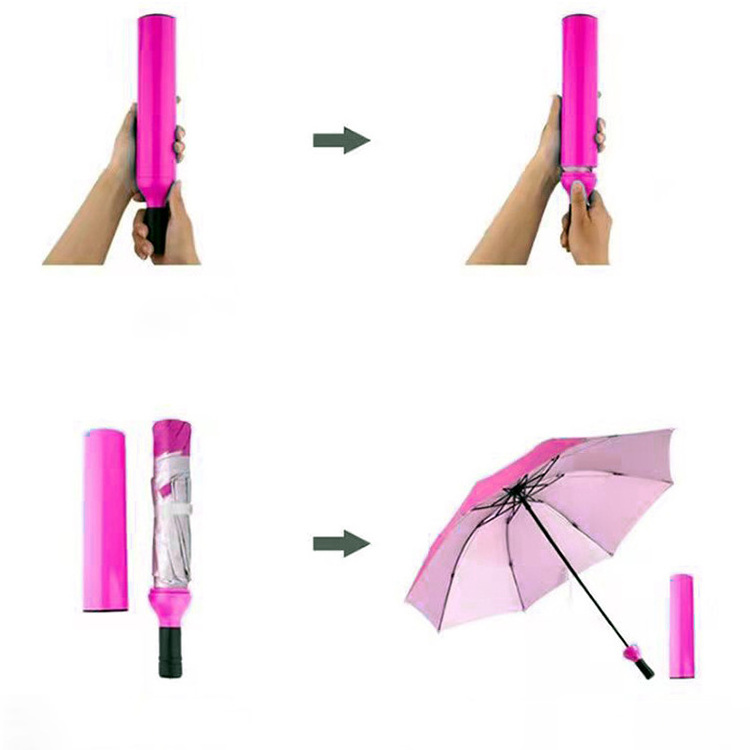 8K Wholesale 3 Fold Umbrella Cheap Price Design Solid Color Umbrella Promotional Wine Bottle Umbrella