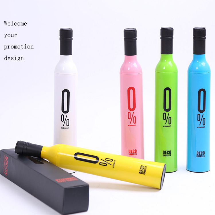 8K Wholesale 3 Fold Umbrella Cheap Price Design Solid Color Umbrella Promotional Wine Bottle Umbrella