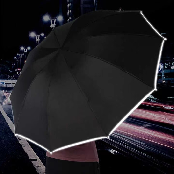 Newest UPF50+ Folding Reverse LED Flashlight Automatic Umbrella with Reflective Stripe for Safe Travel at Night