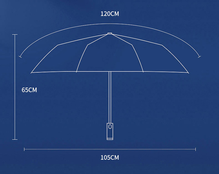 LED Flashlight Folding Automatic Umbrella with 180 Rotating