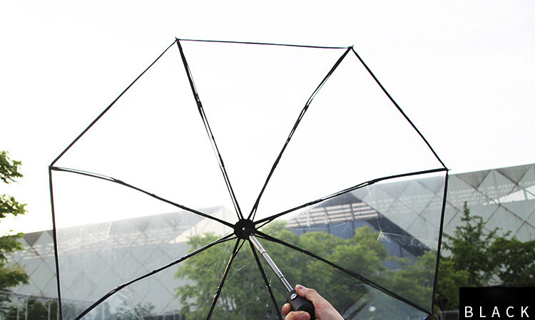 Cheap custom LOGO automatic clear umbrella 3 folding transparent umbrella