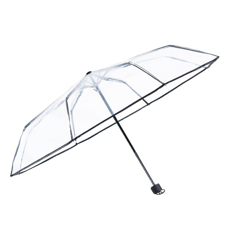 Cheap custom LOGO automatic clear umbrella 3 folding transparent umbrella