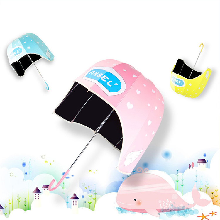 Hot Sales New Inventation Print With Shoulder Strap Outdoor Rainproof Hat Shape Helmet Umbrella