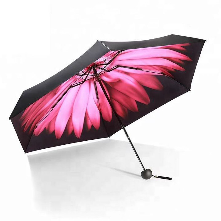 2024 New Design UPF50+ Flower Print Mini Capsule Umbrella with Logo for Customization