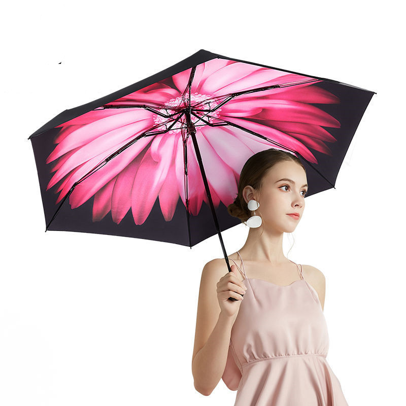 2024 New Design UPF50+ Flower Print Mini Capsule Umbrella with Logo for Customization