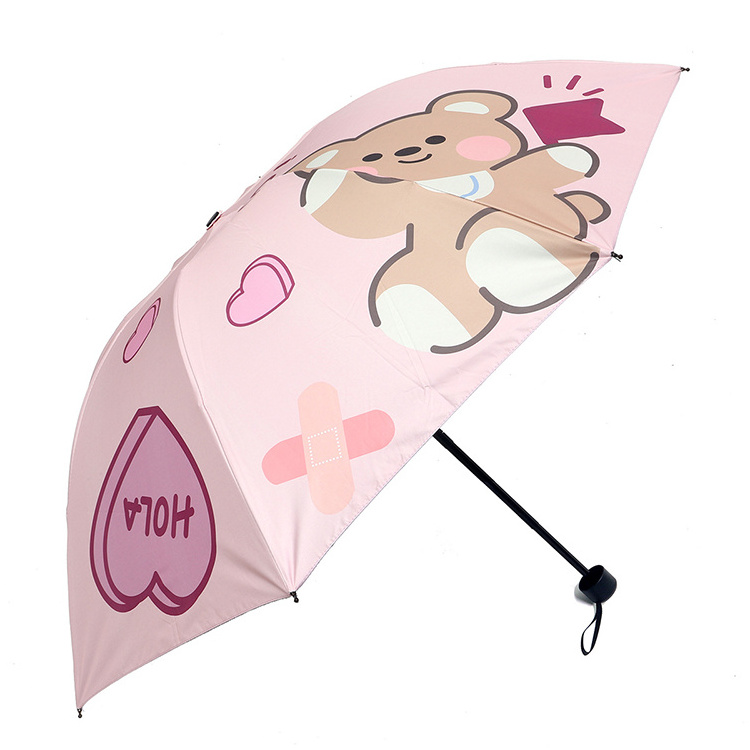 Manufacturers wholesale rain cartoon three fold folding umbrella