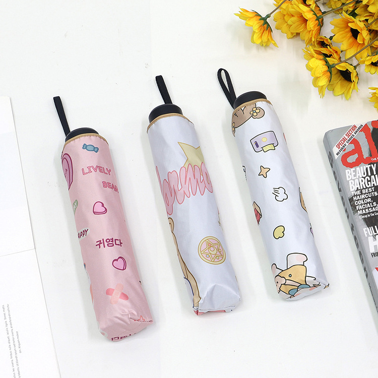 Manufacturers wholesale rain cartoon three fold folding umbrella