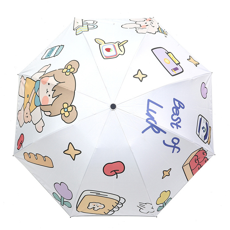 Manufacturers wholesale rain cartoon three fold folding umbrella