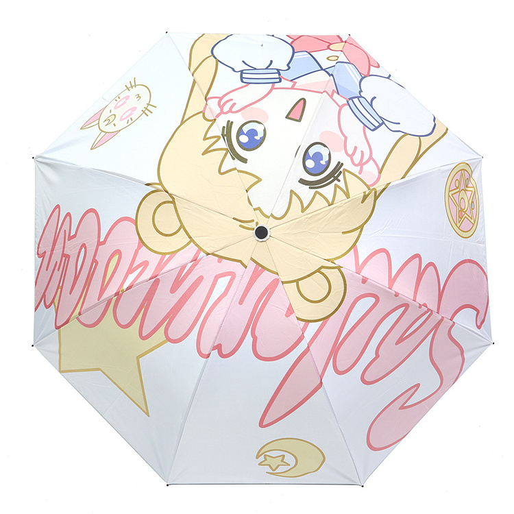 Manufacturers wholesale rain cartoon three fold folding umbrella