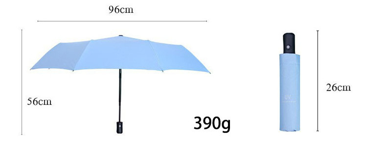 Customized Cheap Eight Bones Unisex Vinyl UV Sunscreen Rain Dual Use Three Folding Automatic Umbrella With Logo