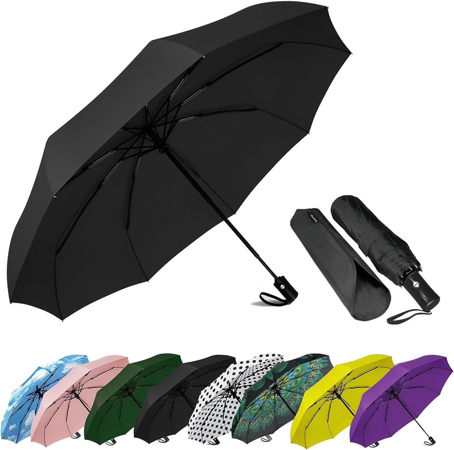 Windproof Travel Compact Umbrella Automatic Folding Umbrella Compact Portable Umbrella Suitable