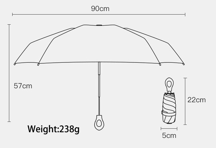 OEM Custom Portable Ring Handle With Logo Ultra Light 6 Bone 5 Folding Vinyl Sunblock UPF50+ Mini Pocket Umbrella