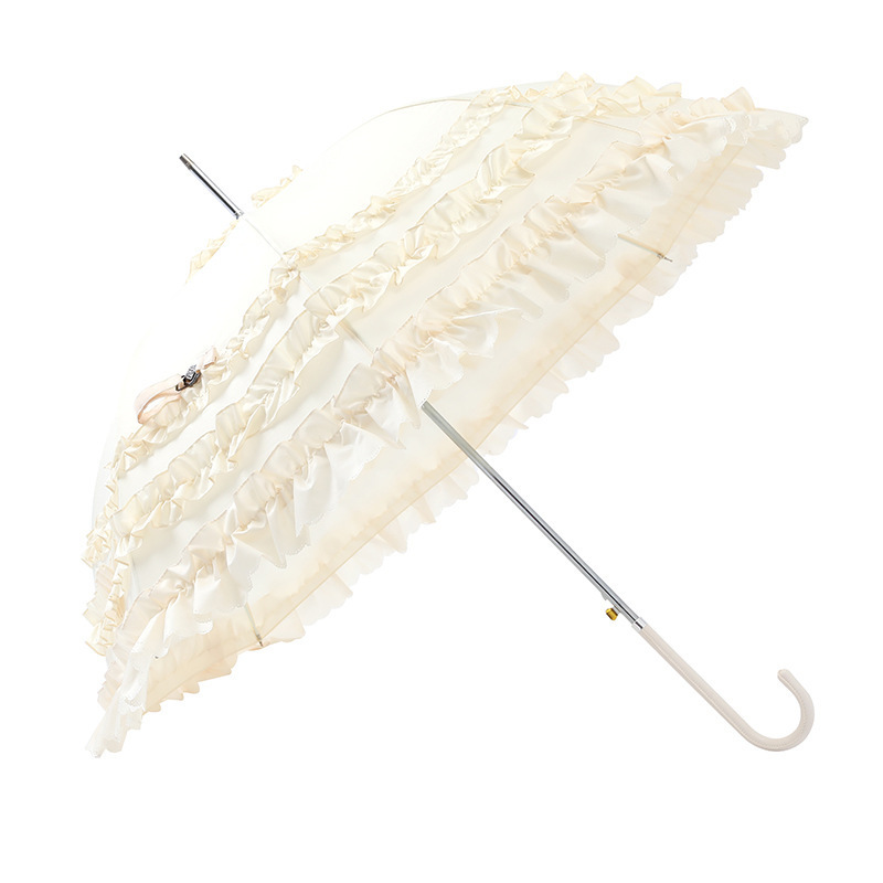 Hot selling multilayer parasol umbrella long handle princess lace bridal umbrella custom