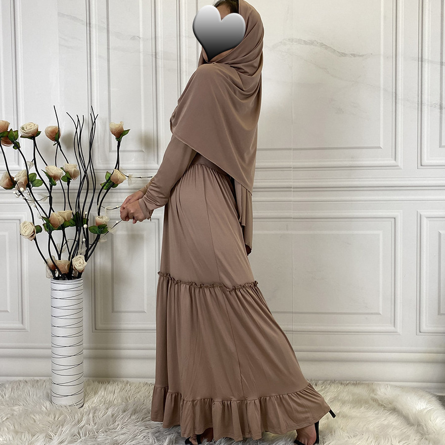 Long Muslim Dress With Scarf Hijab Islamic Clothing Jilbab Niqab Burqa Women Ramadan Eid