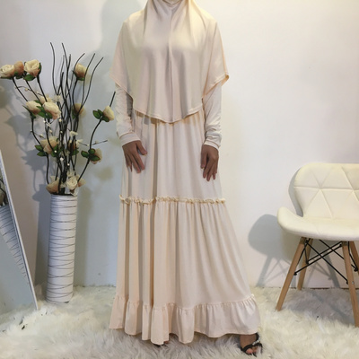 Long Muslim Dress With Scarf Hijab Islamic Clothing Jilbab Niqab Burqa Women Ramadan Eid