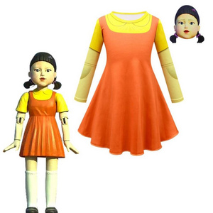 New Design Kids Creepy The Giant Robot Girl Cosplay And New Costumes Korean Game Doll Dress