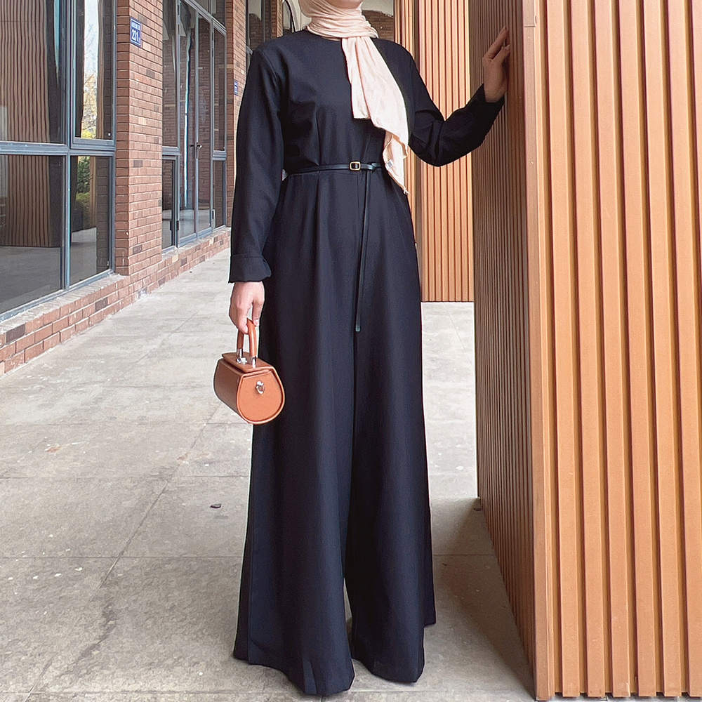  2023 Fashion Women Modest Solid Color Islamic Muslim Clothing Jumpsuit