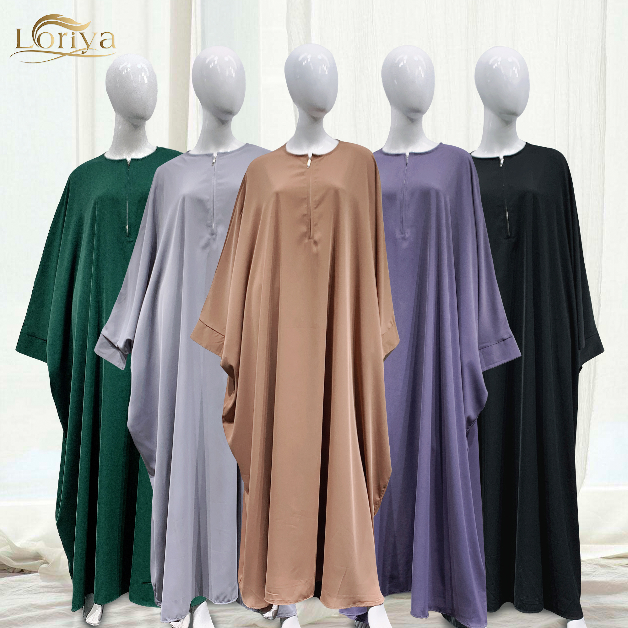  Fashion Islamic Clothing Kaftan Style Umbrella Nida Closed Abayas Burkha Women Islamic Dress Black Jilbab Abaya Turkey