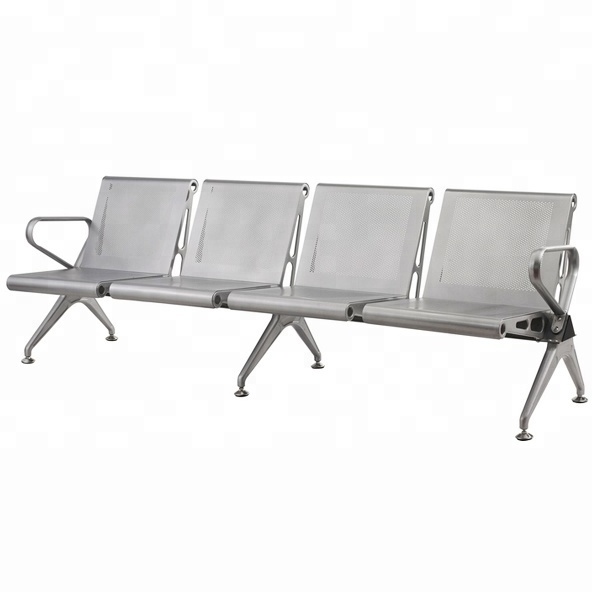 Silver mild steel 4 seats metro station waiting chair