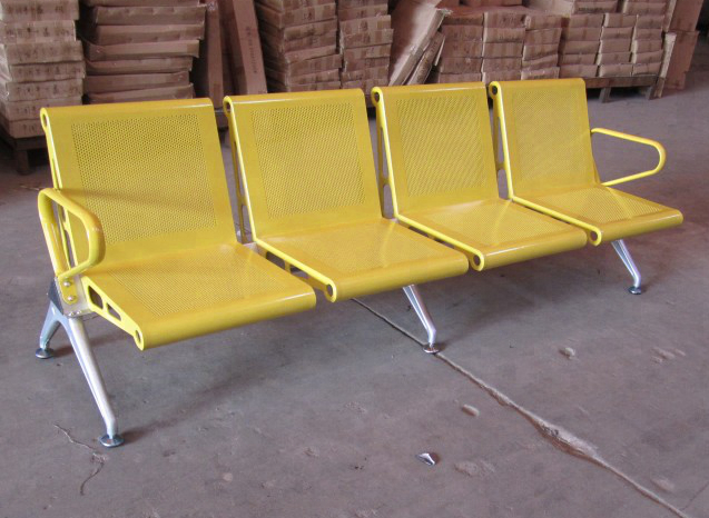 Silver mild steel 4 seats metro station waiting chair