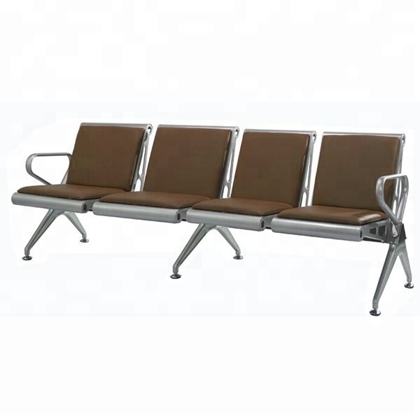 Silver mild steel 4 seats metro station waiting chair