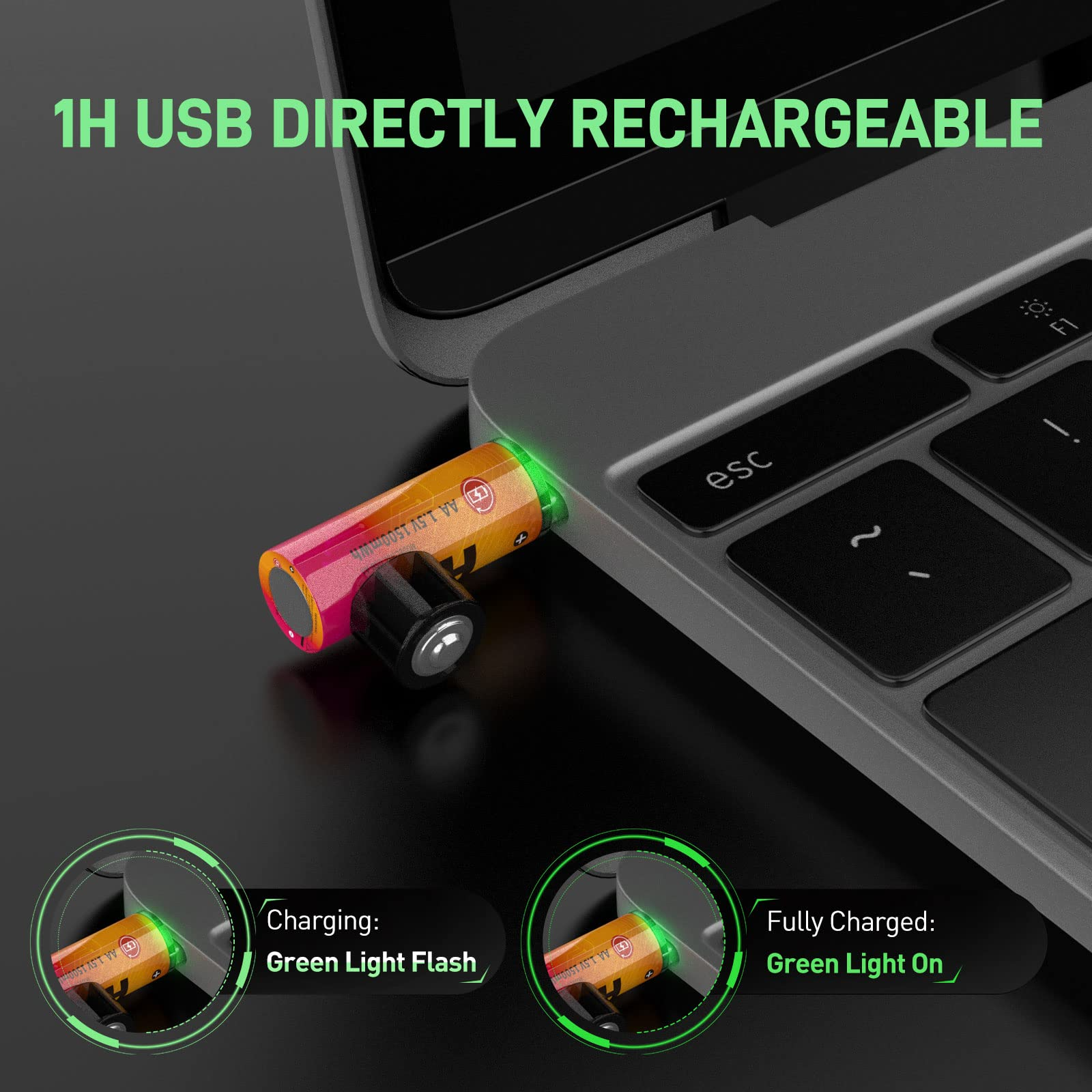 HW Tiger Head USB battery rechargeable Lithium AA Batteries Rechargeable li-ion battery