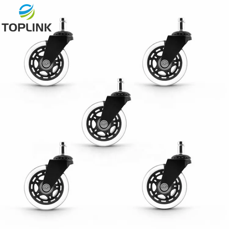 Best  Replacement Black 3 Inch PU Chair Wheels Office Chair Caster Wheels