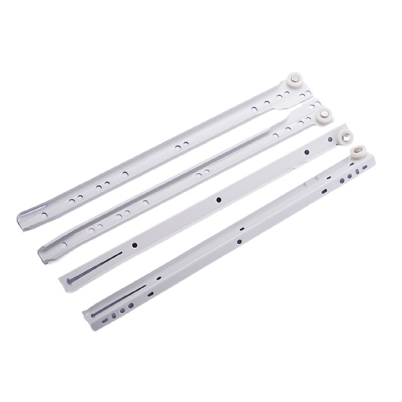 Bottom Mount Drawer Slide Cabinet Fgv Type Powder Coated Roller Drawer Slide Rail With White Nylon Wheel